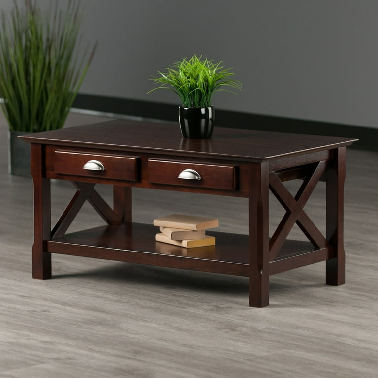 Winsome Wood Xola Coffee Table, Cappuccino, X Panel Design