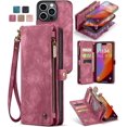 thumbnail image 1 of For iPhone 15 Pro Max Wallet Case,Zipper Folio Leather Case Wallet with Card Holder,Strap Wristlet,Detachable Magnetic Protective Back Case for iPhone 15 Pro Max 5G 6.7 Inch, 1 of 7