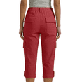 thumbnail image 4 of Dwellite Cargo Pants For Women 2026 Summer Casual High Waisted Button Loose Travel Hiking Comfy Capri Cropped Pants With Pockets Red 2XL, 4 of 8