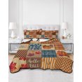 thumbnail image 2 of Quilts Queen Size Bedding Set, Vintage Fall Checked Reversible Summer Quilt 3 Pieces, Thanksgiving Pumpkins Buffalo Plaid Lightweight Bedspreads Coverlets with 2 Pillow Shams for All Seasons, 2 of 5