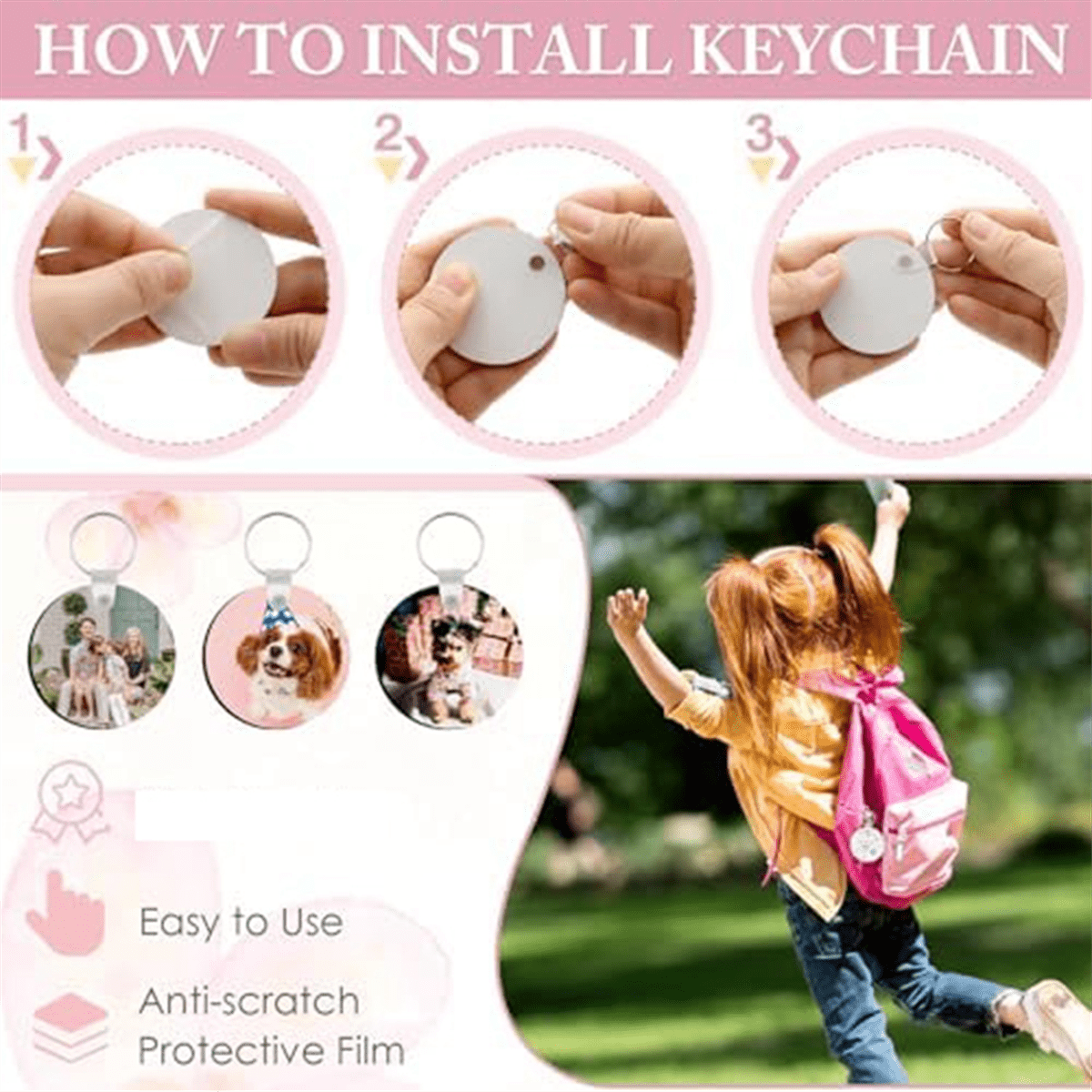 180 Pieces Sublimation Keychains in Bulk, Double-Sided Heat Transfer Decorative Blanks, Suitable for DIY A