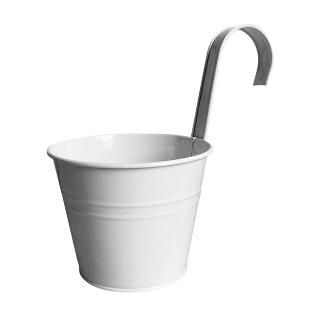 Macetas colgantes con gancho desmontable para decoración del jardín del hogar color blanco 6 uds.