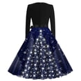 thumbnail image 4 of IROINNID Christmas Dresses for Women Reduced Long Sleeve Christmas Print V-Neck Knee-High Dress,Navy, 4 of 4