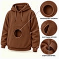 thumbnail image 5 of Stralyhd Unisex Hoodies with Cat Dog Pouch Oversized Pet Carrier Large Front Pocket Hooded Sweatshirt Animal Holder Cozy Long Sleeve Hoodies Brown L, 5 of 6