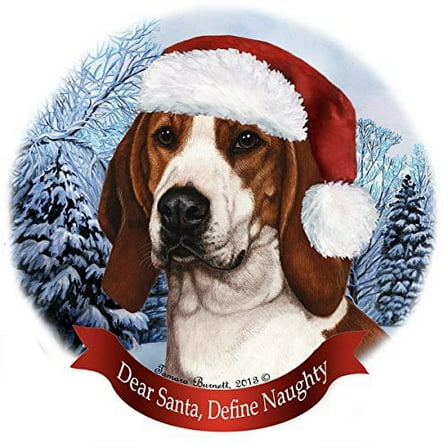 Holiday Pet Gifts Treeing Walker Coonhound Santa Hat Dog Porcelain Ornament