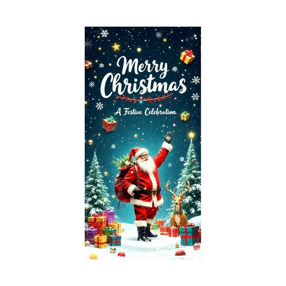 Cheapark 35X72 Inch Christmas Door Cover Curtain - Lightweight Reusable Polyester, Festive Door Wall Decor for Indoor Outdoor Christmas New Year Winter Festival Party