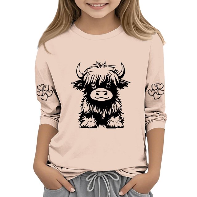 Lovzfmll T-Shirt Graphique à Manches 3/4 pour Enfants, Col Rond Décontracté, Style Col Rond pour Tout-Petits 3-4 Ans