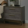 thumbnail image 4 of Newboti Furniture Contemporary 1pc Nightstand Two Tone Antique Gray Bedroom Furniture Nightstand Center Metal Glides Brass Bar Pulls 04756, 4 of 8
