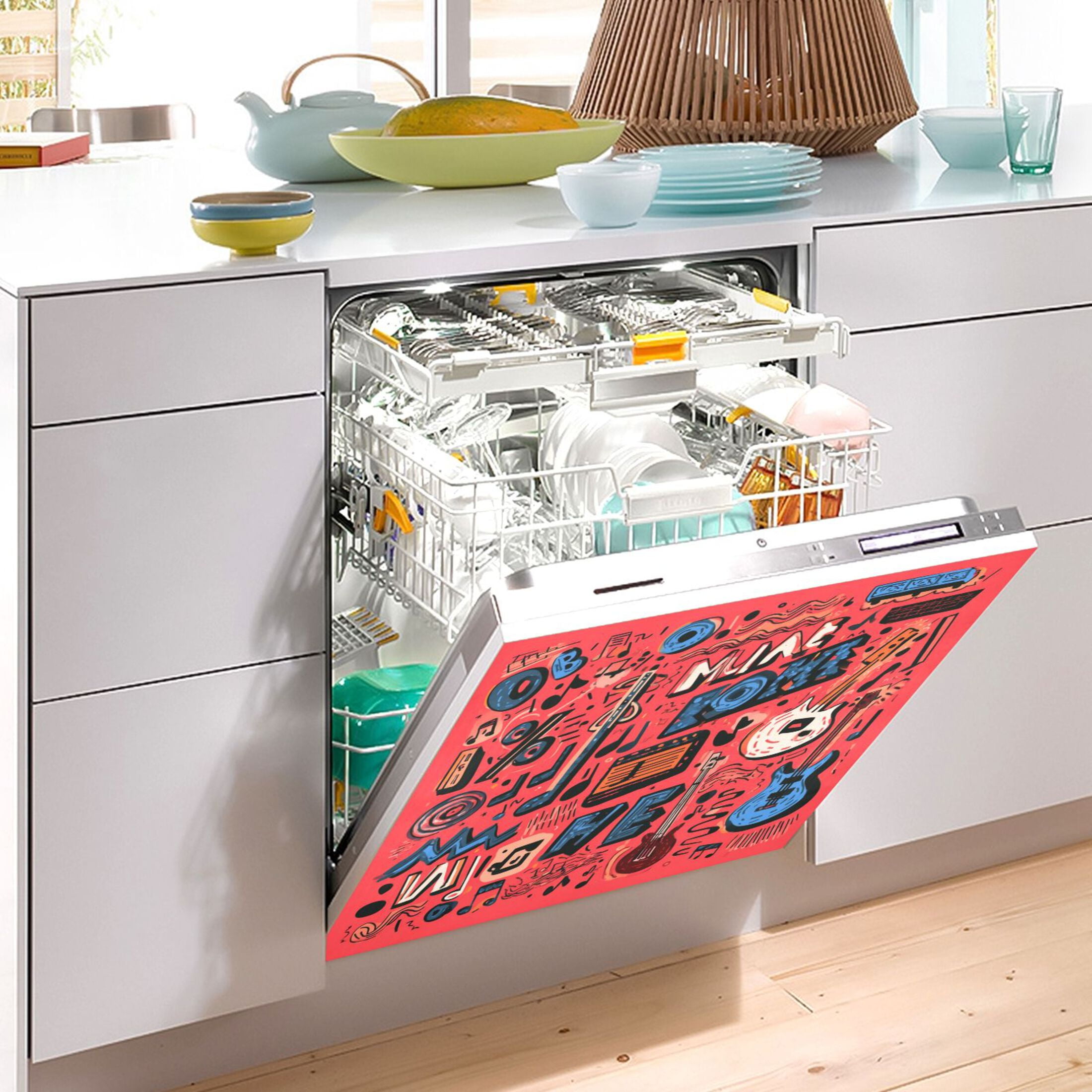 IAUYY Magnetic decorative sticker - 23x26 Inch PVC Refrigerator Decorative Cover, Removable DIY Art for Kitchen Appliances Graffiti Bass Clef Symbol