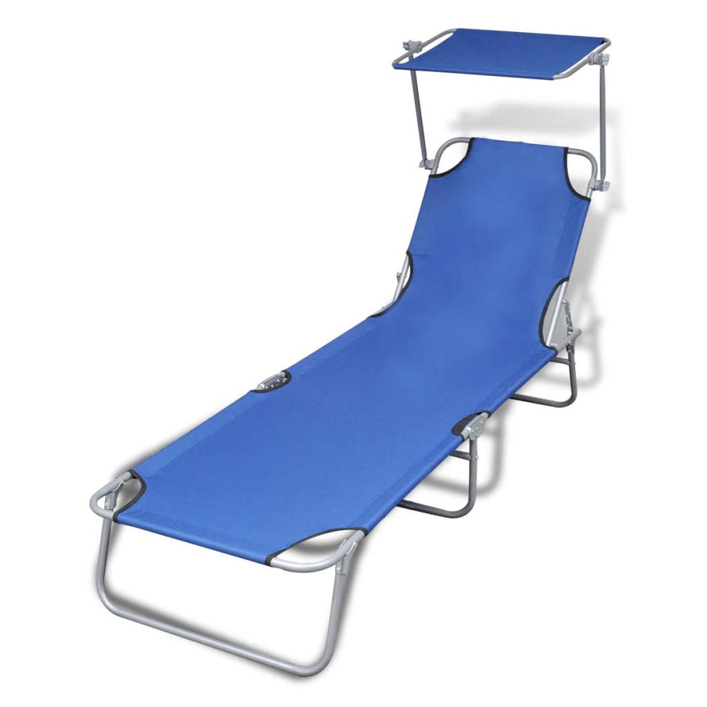 Kepooman 74" Patio Foldable Sun Lounger with Steel Frame & Adjustable Canopy, Brown Kepooman 74" Patio Foldable Sun Lounger with Steel Frame & Adjustable Canopy, Brown