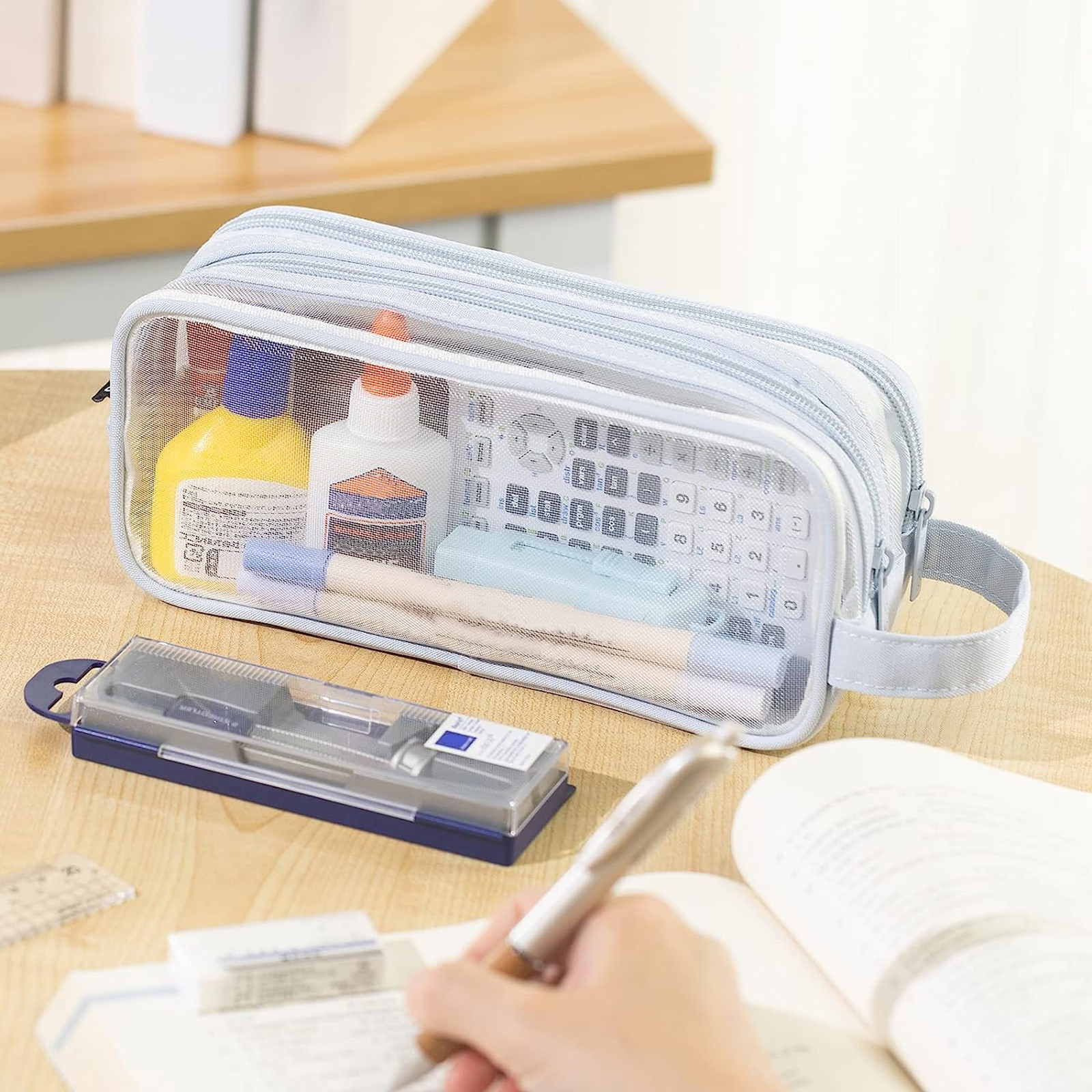 Transparent Mesh Zipper Pencil Case — A Lot Mall