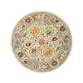 thumbnail image 1 of EORC IE62IV8X8R Tapis Floral Transitionnel en Laine Tufté à la Main 7 Pi. 9 Ivoire - Rond, 1 of 14