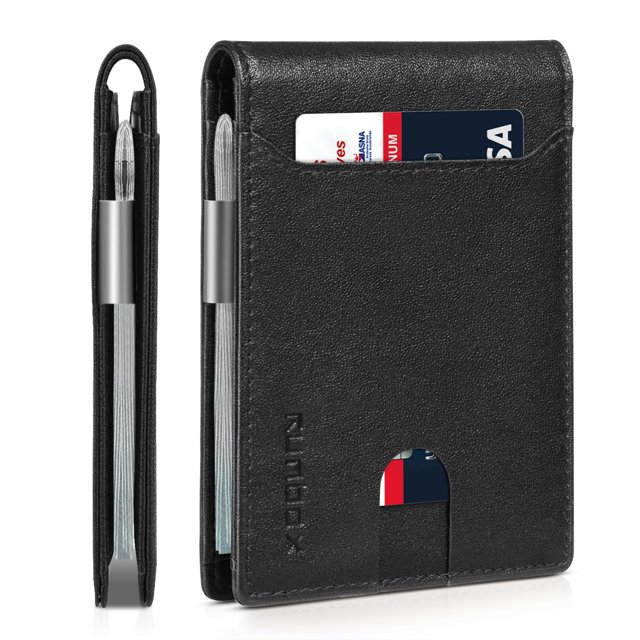 Monedero RUNBOX, delgado, de piel, con bloqueo RFID