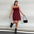 thumbnail image 4 of AURA Plus Size Womens Wine Red Spaghetti Strap Mini Dress High Waist Flowy Casual Summer Vacation Dress, 4 of 6