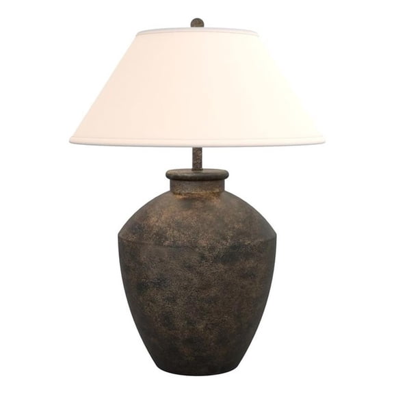 Pemberly Row Contemporary 30.5" Terracotta Table Lamp in Black Resin