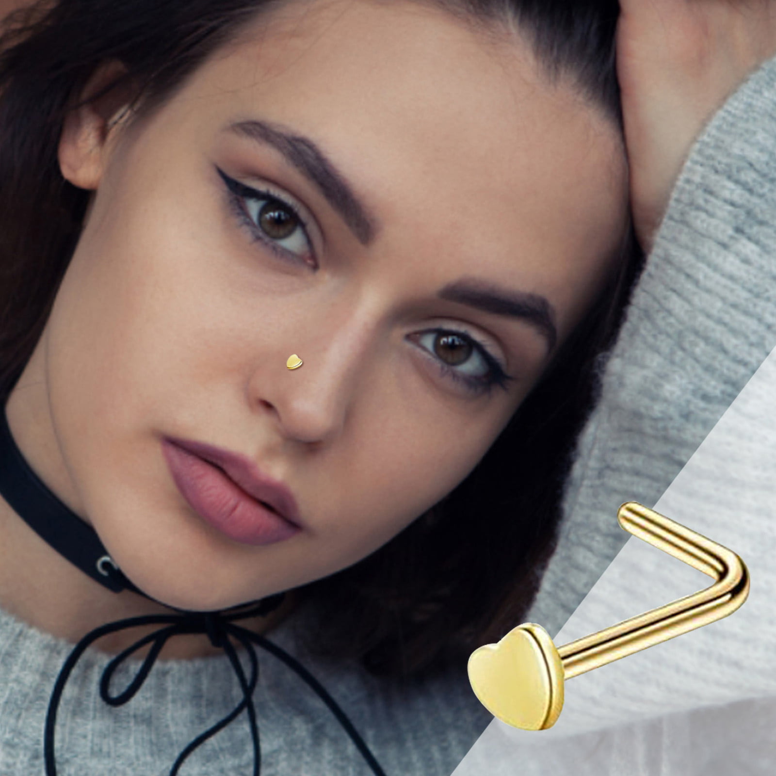 Buy Gold Nose Hoop, Nostril Ring, Gold Septum, 14K Gold Ring, Septum Ring, Nose  Hoop, Nose Piercinghalf Moon Nose Ring, Gold Nose Ring Online in India -  Etsy