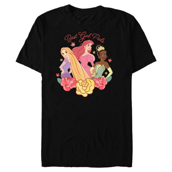 Disney Princess Rapunzel Ariel Tiana Best Gal Pals Valentine - Short Sleeve Blended T-Shirt for Adults - Customized-Black