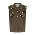 thumbnail image 5 of VBTAPA Mens Sleeveless Button Down Shirts Camouflage Cargo Tank Tops Western Work Blouse with Pockets Brown XL, 5 of 6
