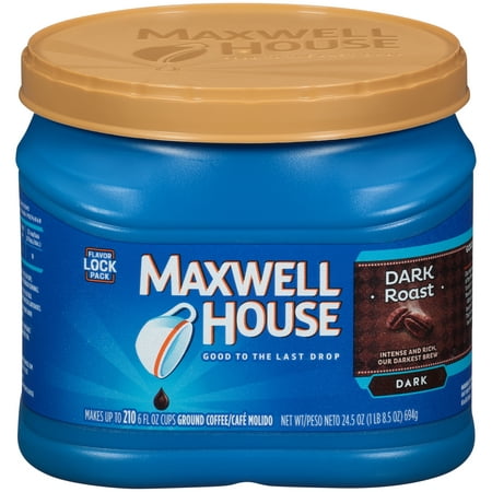 (2 Pack) Maxwell House Caffeinated Dark Roast Ground Coffee, 24.5 oz
