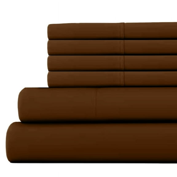 6-PC Twin XL Size Chocolate Color Giza 800-Thread-Count Cotton Sheet Set - 18 Inch Deep Pockets