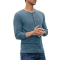 thumbnail image 3 of JWD Mens Henley Long Sleeve T-Shirt Cotton Casual Shirt US XX-Large VG Blue, 3 of 4