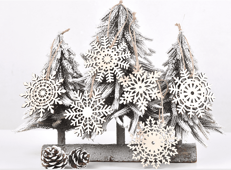 24pcs Wooden Christmas Tree Hanging Ornament DIY Xmas Pendants Gifts Decorations 