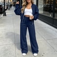 thumbnail image 4 of Lmueinov Womens Fall 2 Piece Set Sweatsuits Lounge Fall Outfits Zip Up Crew Neck Jackets and Wide Leg Sweatpants Set Soft Casual Loungewear, 4 of 4