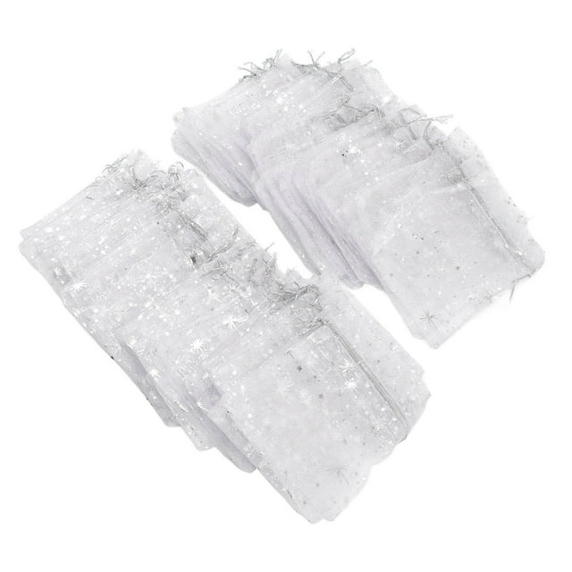 Bolsas de organza con forma de estrella, 50 unidades, con cordón de malla transparente, bolsa de malla transparente con cordón, bolsas de regalo, durabilidad probada en el tiempo