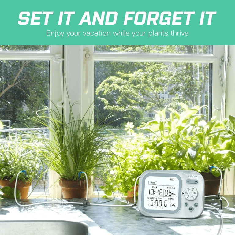 Automatic Plant Waterer Indoor Self Watering System for 15 Potted Plants,  Auto Drip Irrigation Kit Programmable Water Timer with Smart Humidity ...