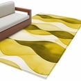 thumbnail image 2 of 3x5Ft Area Rugs Yellow Stripes Non-Skid Rubber Backing Large Rectangle Rugs - Living Room Bedroom Home Office, Retro Farmhouse Gradient Ripple Pattern Indoor Floor Mat Carpets Washable Rug, 2 of 9