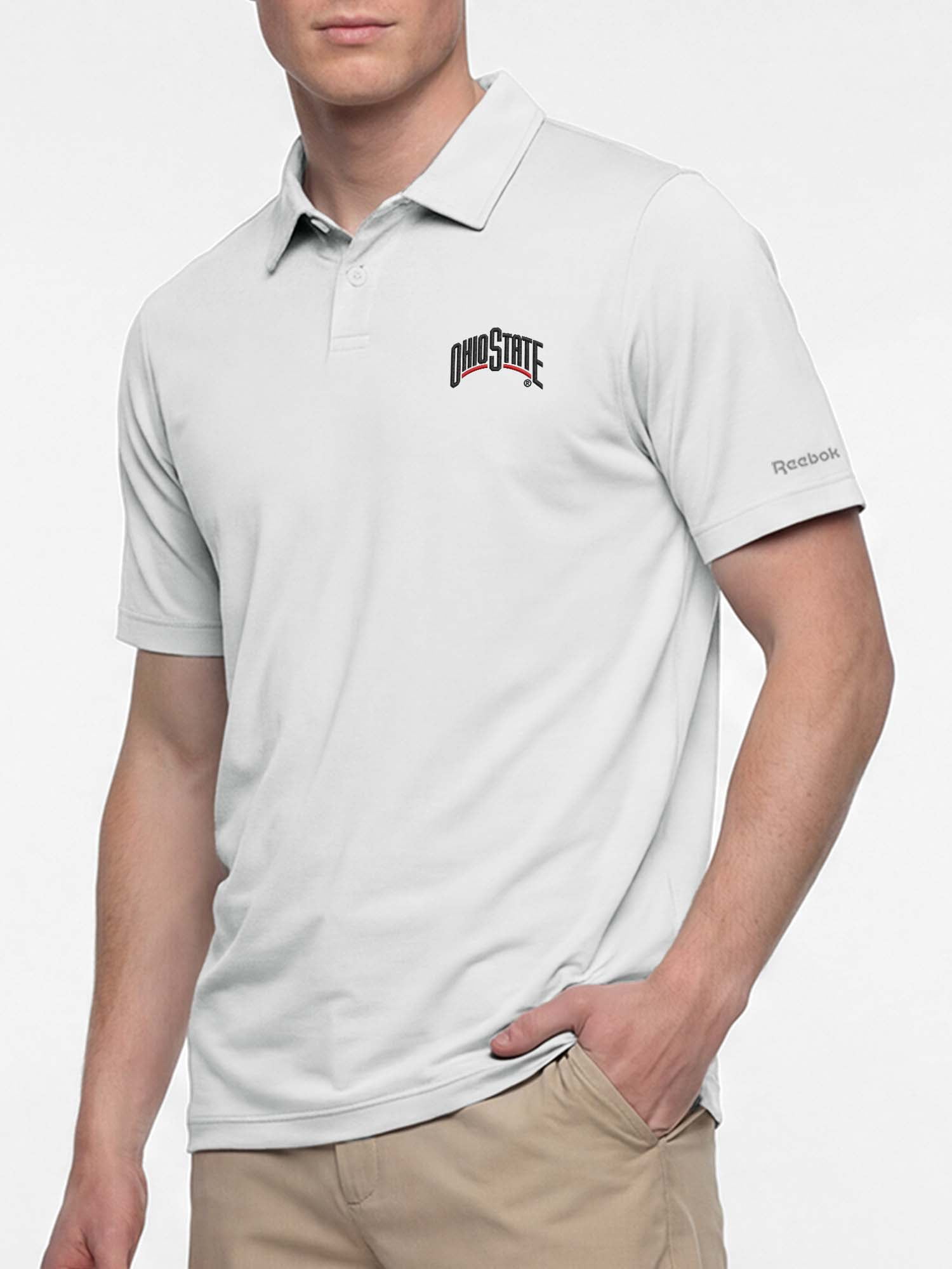 Ohio State Buckeyes Reebok Mens Gray Short Sleeve Polo Shirt