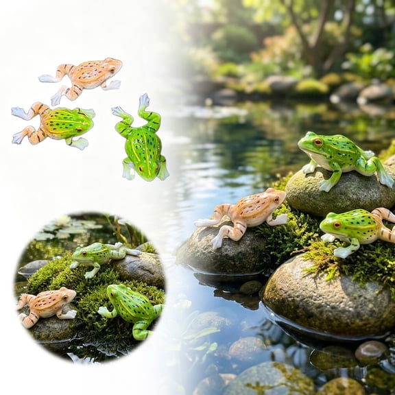 YYDENG Realistic Synthetic Resin Floating Figurine Set of 3 for Aquarium Pond Garden Decoration Display Accent
