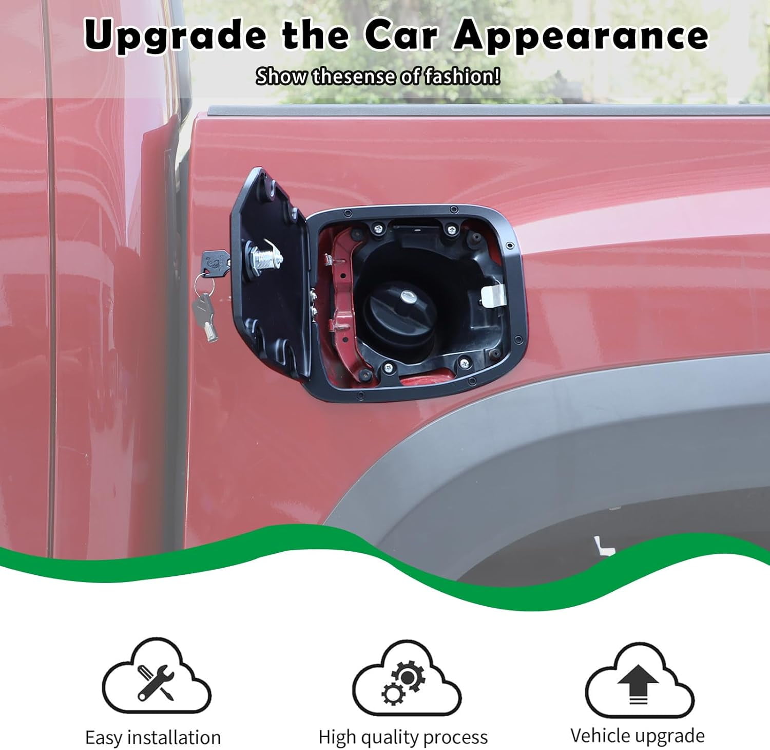 TINKI Fuel Tank Cap Replacement Anti-theft Lock Cap Compatible with Toyota Tacoma 2016-2022 Car Fuel Tank Gas Filling Cap Decoration, Gas Tank Door Cap with Lock accessories