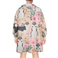 thumbnail image 2 of Husky Dog Flower Floral Wearable Oversized Blanket,Wearable Blanket Hoodie for Adults,Cozy Hooded Blankets with Super Pockets,Super Warm Fuzzy Pullover for Women & Men, 2 of 6