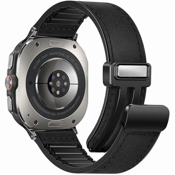 Magnetic Leather Watch Band Compatible with Samsung Galaxy Watch Ultra 47mm (2025/2024) Magnetic Buckle Design Adjustable Classic Wristbands Accessories Replacement Straps for Men and Women