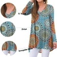 thumbnail image 3 of TEMOFON Women's Fall Long Sleeve V-Neck Tunic Tops for Leggings Casual Blouse Floral T-Shirt Blue, 3 of 4