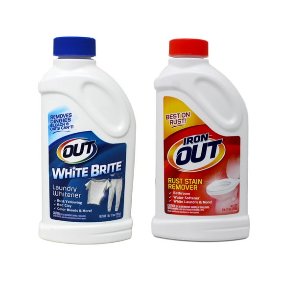 OUT White Brite Laundry Whitener and Multipurpose Rust Stain Remover Powder, 28 Oz Each