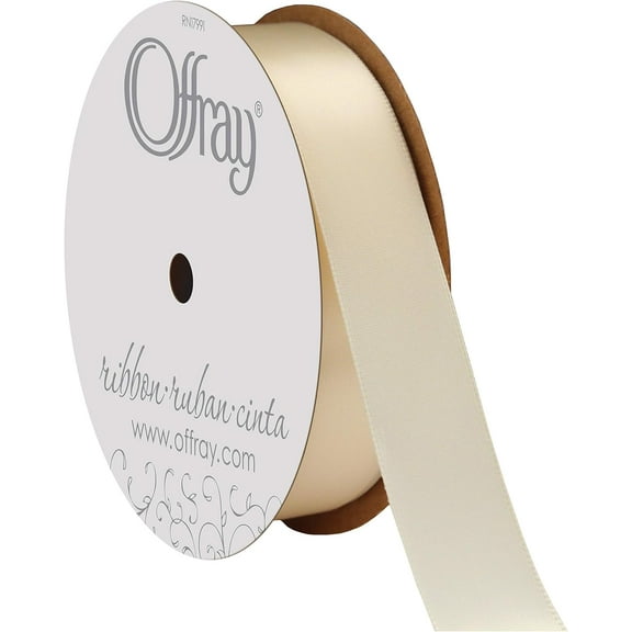 Berwick-Offray Double Faced Satin Ribbon #5 (7/8") 20 Yards, Ivory