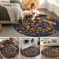 thumbnail image 5 of Round Area Rug 5 Ft, Boho Flowers Washable Non-Slip Circle Carpet for Living Room/Bedroom, Spring Abstract Watercolor Floral Leaf Low-Profile Runner Mats Collection Rugs for Indoor, 5 of 8