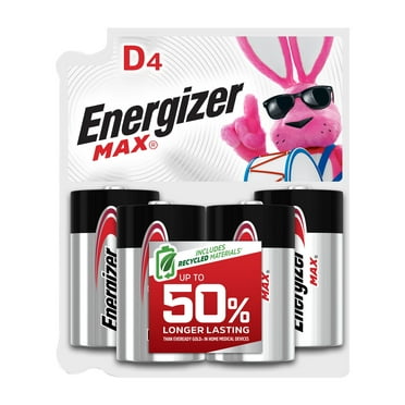 Energizer MAX D Batteries (4 Pack), D Cell Alkaline Batteries
