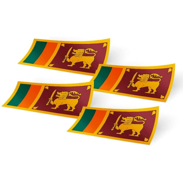 Sri Lanka 4 Pack of 4 Inch Wide Country Flag Stickers Decal for Window
