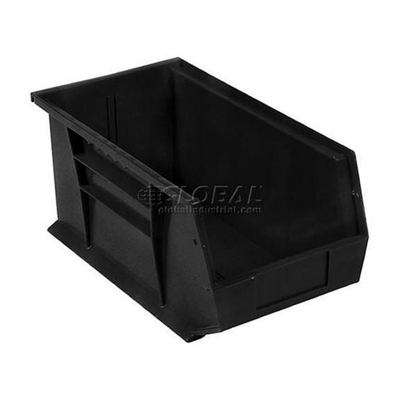 Global Industrial SB5145BK Plastic Hang & Stack Bin, Black - 14.75 x 5.5 x 5 in.