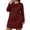 Wine, variant on Busydd Plus Size Sleep Dresses for Women Fashion Oversized Solid Color Long Sleeve Dress Casual Basic Round Neck Mini Fall Dresses L