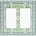 thumbnail image 6 of Metal Light Switch Plate Cover Green Floral Mandala Paisley Circular Tile Pattern TIL087, 6 of 13