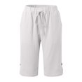 thumbnail image 5 of DuoJiaJ Womens Linen Shorts Knee Length Casual Loose Capri Pants Summer Elastic Waist Drawstring Pants With Pockets Women’s Casual Pants, 5 of 5
