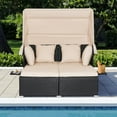 thumbnail image 4 of Gymax Patio Rattan Daybed Lounge Retractable Top Canopy Side Tables Cushions Beige, 4 of 10