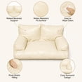 thumbnail image 3 of VMWMSSR Leather Pet Sofa Bed With Raised Backrest & Armrests, WaterâResistant Comfort Dog Couch Bed Nonâ Pet Bed For Small Medium Large Dogs And Cats(Beige-19.69"), 3 of 5
