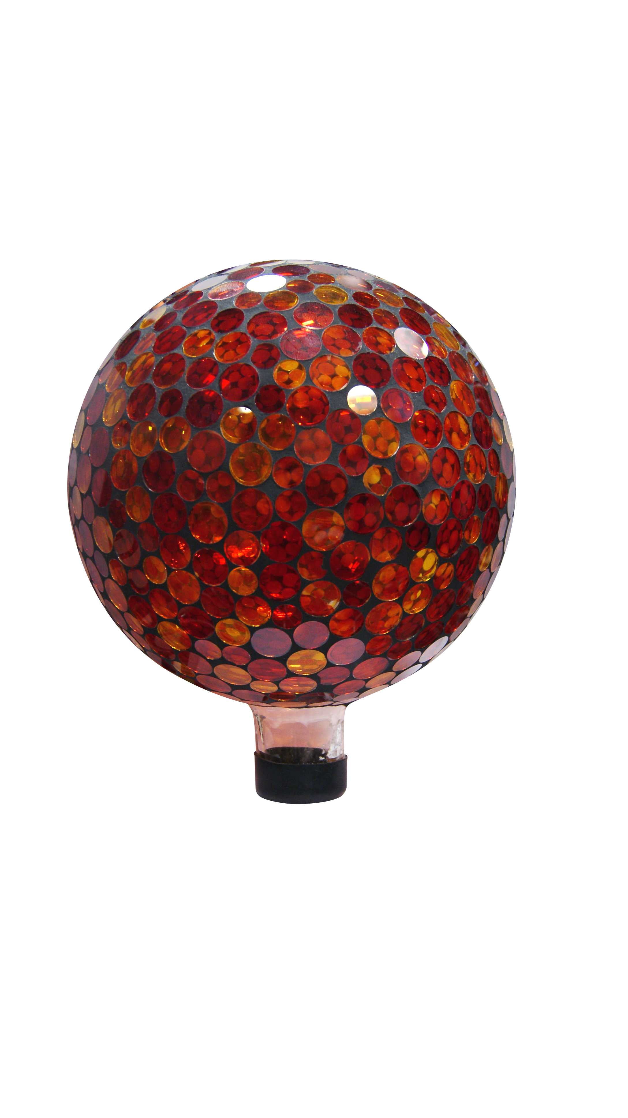 10 Inch Mosaic Gazing Ball Red/Yellow
