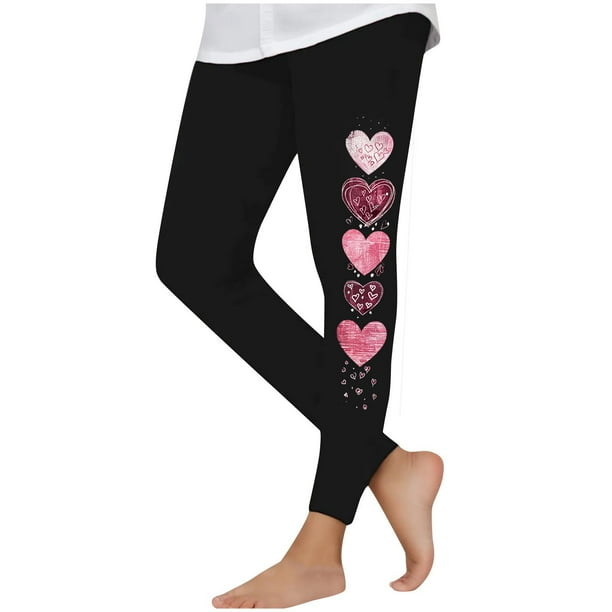Odeerbi 3-8 Años Niñas Leggings Día de San Valentín Impreso Medias Elásticas Pantalones de Verano Cintura Alta Suave Pantimedias