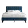 thumbnail image 3 of Castle Place Elegant Velvet Upholstered Full Platform Bed, Navy Blue, 3 of 8